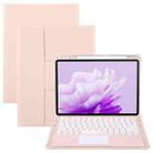 For Huawei MatePad Air 11.5 Round Button Bluetooth Keyboard Rotatable Holder Leather Case with Touchpad(Rose Gold) - 1