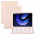 For Xiaomi Pad 6 Round Button Bluetooth Keyboard Rotatable Holder Leather Case(Rose Gold) - 1