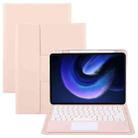 For Xiaomi Pad 6 Round Button Bluetooth Keyboard Rotatable Holder Leather Case with Touchpad(Rose Gold) - 1