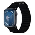 For Apple Watch Series 9 45mm Nylon Hook And Loop Fastener Watch Band(Black) - 1