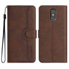For ZTE Blade A32 Heart Pattern Skin Feel Leather Phone Case(Brown) - 1