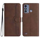 For ZTE Blade A53 Heart Pattern Skin Feel Leather Phone Case(Brown) - 1