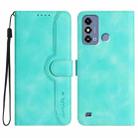 For ZTE Blade A53 Heart Pattern Skin Feel Leather Phone Case(Light Blue) - 1
