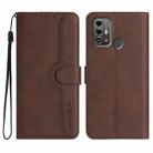 For ZTE Blade A53 Pro Heart Pattern Skin Feel Leather Phone Case(Brown) - 1