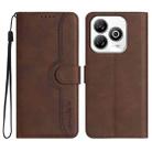 For ZTE Blade A75 4G Heart Pattern Skin Feel Leather Phone Case(Brown) - 1