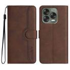 For ZTE Blade V70 Design Heart Pattern Skin Feel Leather Phone Case(Brown) - 1