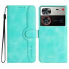 For ZTE nubia Z60 Ultra Heart Pattern Skin Feel Leather Phone Case(Light Blue) - 1