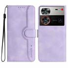 For ZTE nubia Z60 Ultra Heart Pattern Skin Feel Leather Phone Case(Purple) - 1