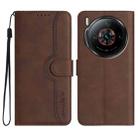 For ZTE nubia Z60S Pro Heart Pattern Skin Feel Leather Phone Case(Brown) - 1