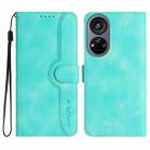 For ZTE Voyage 40 Heart Pattern Skin Feel Leather Phone Case(Light Blue) - 1