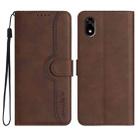 For ZTE Kantan Sumaho 4 A402ZT Heart Pattern Skin Feel Leather Phone Case(Brown) - 1