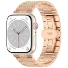 For Apple Watch Series 9 45mm Twill Stainless Steel Watch Band(Rose Gold) - 1