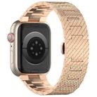 For Apple Watch Series 9 45mm Twill Stainless Steel Watch Band(Rose Gold) - 2