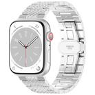 For Apple Watch Series 7 45mm Twill Stainless Steel Watch Band(Silver) - 1