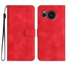 For Sharp Aquos sense8/SHC11/SH-54D Heart Pattern Skin Feel Leather Phone Case(Red) - 1