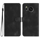 For Sharp Aquos sense8/SHC11/SH-54D Heart Pattern Skin Feel Leather Phone Case(Black) - 1