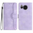 For Sharp Aquos sense8/SHC11/SH-54D Heart Pattern Skin Feel Leather Phone Case(Purple) - 1