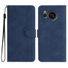 For Sharp Aquos sense8/SHC11/SH-54D Heart Pattern Skin Feel Leather Phone Case(Royal Blue) - 1