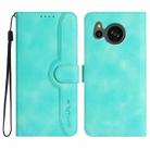 For Sharp Aquos sense7/SH-53C/SHG10 Heart Pattern Skin Feel Leather Phone Case(Light Blue) - 1