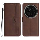 For Sharp Aquos R9 Pro Heart Pattern Skin Feel Leather Phone Case(Brown) - 1