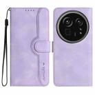 For Sharp Aquos R9 Pro Heart Pattern Skin Feel Leather Phone Case(Purple) - 1