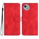 For Sharp Aquos wish5 Heart Pattern Skin Feel Leather Phone Case(Red) - 1