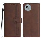 For Sharp Aquos wish5 Heart Pattern Skin Feel Leather Phone Case(Brown) - 1