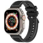 For Apple Watch SE 2023 44mm Ordinary Buckle Hybrid Nylon Braid Silicone Watch Band(Black) - 1