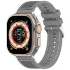 For Apple Watch SE 2023 44mm Ordinary Buckle Hybrid Nylon Braid Silicone Watch Band(Grey) - 1