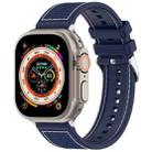 For Apple Watch SE 2023 44mm Ordinary Buckle Hybrid Nylon Braid Silicone Watch Band(Midnight Blue) - 1