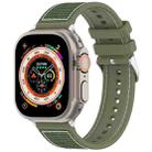 For Apple Watch Ultra 2 49mm Ordinary Buckle Hybrid Nylon Braid Silicone Watch Band(Green) - 1