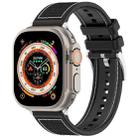 For Apple Watch Series 9 41mm Official Buckle Hybrid Nylon Braid Silicone Watch Band(Black) - 1