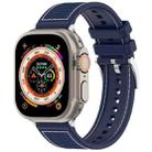 For Apple Watch 42mm Official Buckle Hybrid Nylon Braid Silicone Watch Band(Midnight Blue) - 1