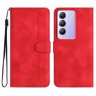 For vivo V30 Lite 5G India/T3 5G IDN Heart Pattern Skin Feel Leather Phone Case(Red) - 1