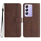 For vivo V30 Lite 5G India/T3 5G IDN Heart Pattern Skin Feel Leather Phone Case(Brown) - 1