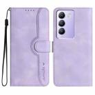 For vivo V30 Lite 5G India/T3 5G IDN Heart Pattern Skin Feel Leather Phone Case(Purple) - 1