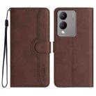 For vivo Y17s 4G Global/Y28 5G India Heart Pattern Skin Feel Leather Phone Case(Brown) - 1