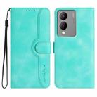 For vivo Y17s 4G Global/Y28 5G India Heart Pattern Skin Feel Leather Phone Case(Light Blue) - 1