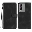 For vivo Y17s 4G Global/Y28 5G India Heart Pattern Skin Feel Leather Phone Case(Black) - 1