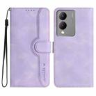 For vivo Y17s 4G Global/Y28 5G India Heart Pattern Skin Feel Leather Phone Case(Purple) - 1