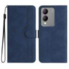 For vivo Y17s 4G Global/Y28 5G India Heart Pattern Skin Feel Leather Phone Case(Royal Blue) - 1