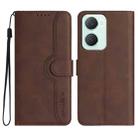 For vivo Y03 4G Global Heart Pattern Skin Feel Leather Phone Case(Brown) - 1