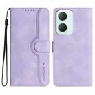 For vivo Y03 4G Global Heart Pattern Skin Feel Leather Phone Case(Purple) - 1