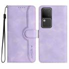 For vivo V30 5G Global/V30 Pro 5G Global Heart Pattern Skin Feel Leather Phone Case(Purple) - 1