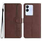 For vivo V30 Lite 5G Global Heart Pattern Skin Feel Leather Phone Case(Brown) - 1