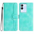 For vivo V30 Lite 5G Global Heart Pattern Skin Feel Leather Phone Case(Light Blue) - 1