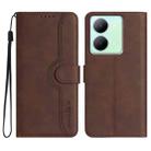 For vivo Y27s 4G Global Heart Pattern Skin Feel Leather Phone Case(Brown) - 1