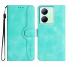 For vivo Y27s 4G Global Heart Pattern Skin Feel Leather Phone Case(Light Blue) - 1