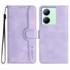 For vivo Y27s 4G Global Heart Pattern Skin Feel Leather Phone Case(Purple) - 1