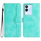 For vivo V29e 5G Global/Y200 5G Global Heart Pattern Skin Feel Leather Phone Case(Light Blue) - 1